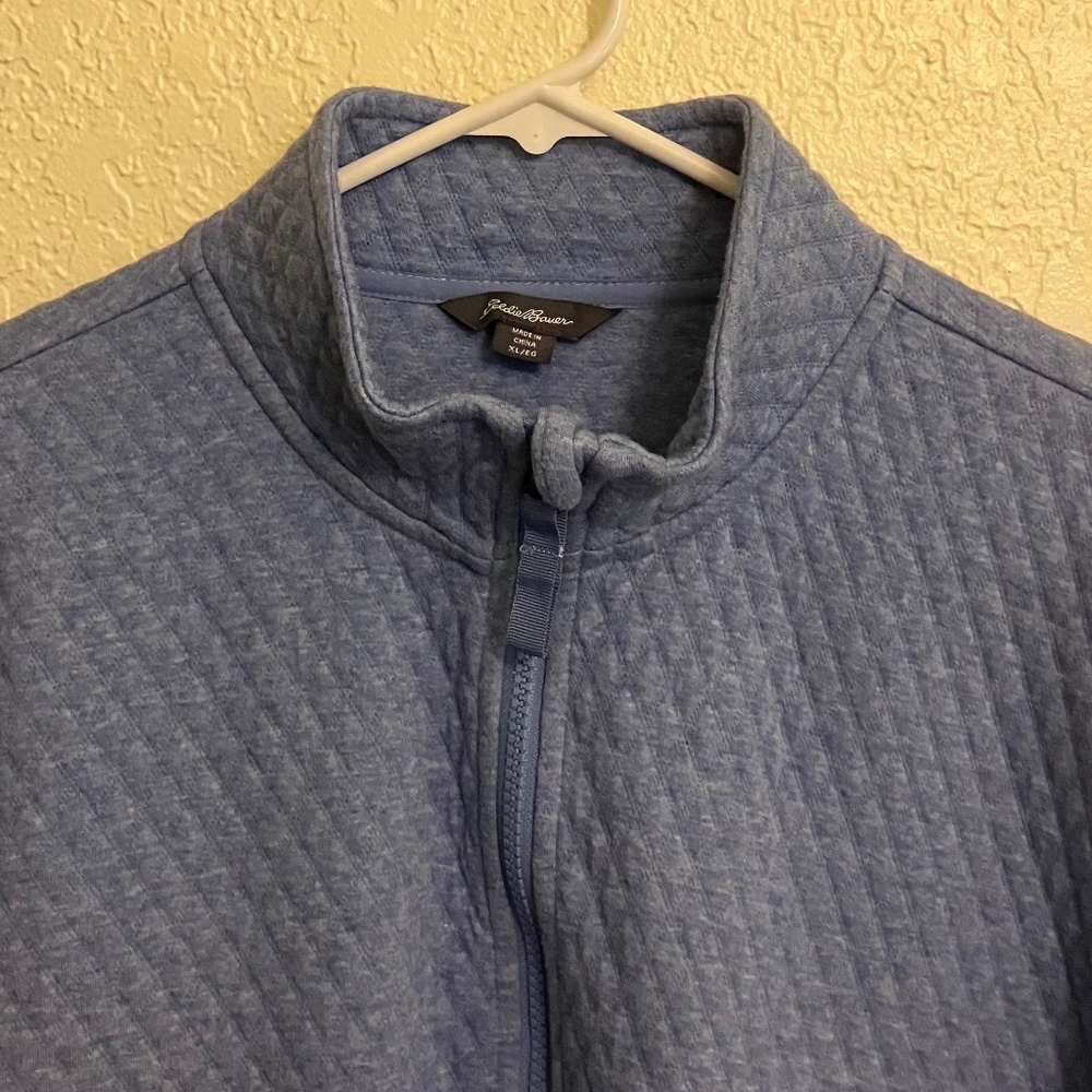 Eddie Bauer Women's Heathered Colony Blue Quilted 1/2 Zip Pullover Used- Size XL - Picture 3 of 8